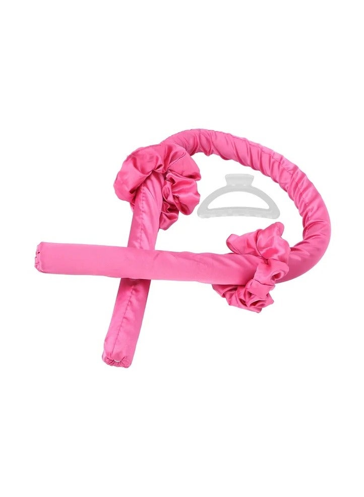 Kimaya Heatless Curling Rod Headband,Lazy Hair Curler,No Heat Silk Curlers,Soft Rubber Hair Rollers,Curling Ribbon and Rods for Natural Hair,Hair Waver Hair Curling Kit for Natural Waves (Dark Pink) - Image 3