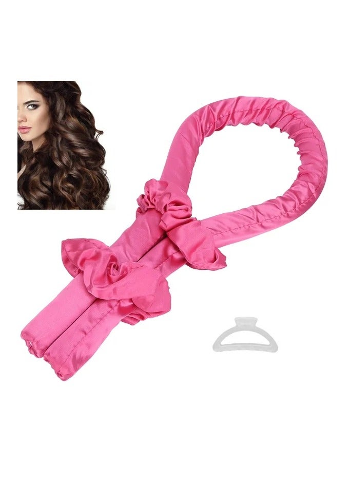 Kimaya Heatless Curling Rod Headband,Lazy Hair Curler,No Heat Silk Curlers,Soft Rubber Hair Rollers,Curling Ribbon and Rods for Natural Hair,Hair Waver Hair Curling Kit for Natural Waves (Dark Pink) - Image 4