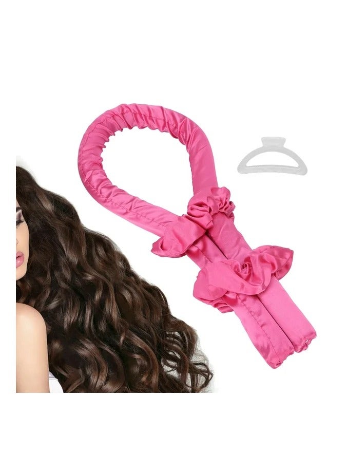 Kimaya Heatless Curling Rod Headband,Lazy Hair Curler,No Heat Silk Curlers,Soft Rubber Hair Rollers,Curling Ribbon and Rods for Natural Hair,Hair Waver Hair Curling Kit for Natural Waves (Dark Pink) - Image 1
