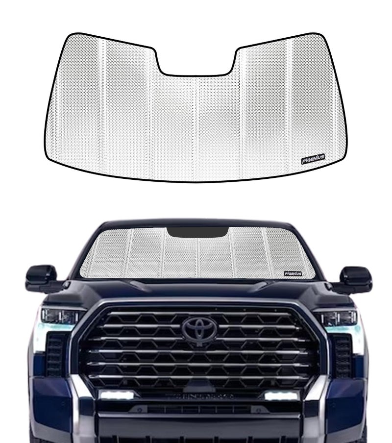 حاجب الشمس الزجاجي Pigenius لسيارة تويوتا تندرا 20222025 فيلم الألمنيوم العاكس لحاجب الشمس الزجاجي الأمامي BLAZBLOCK