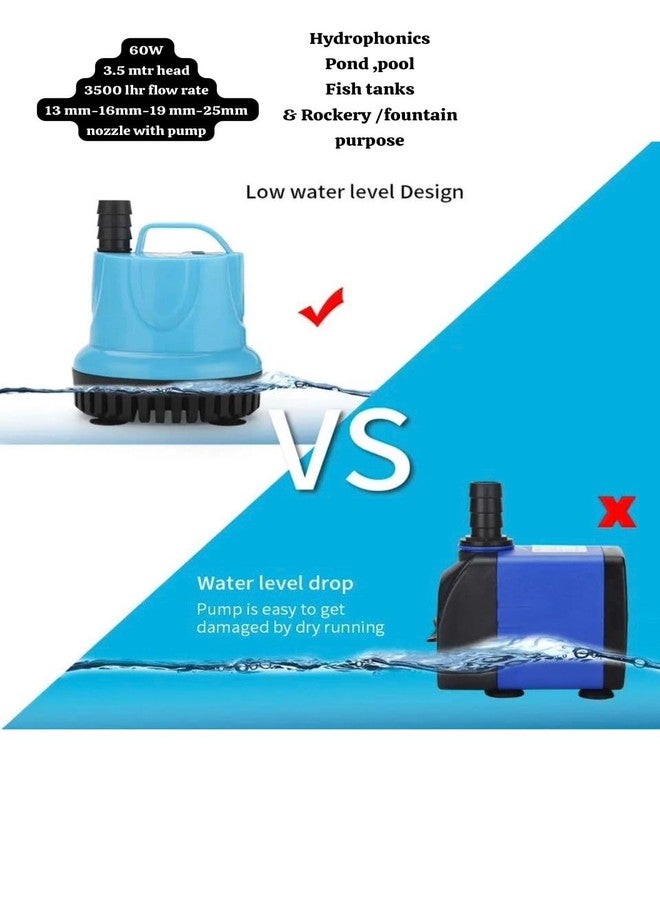FLOJOY Asian Pumps & Machineries 60W Bottom Suction Submersible Water Pump for Aquarium, Ponds, Hydr - Image 5