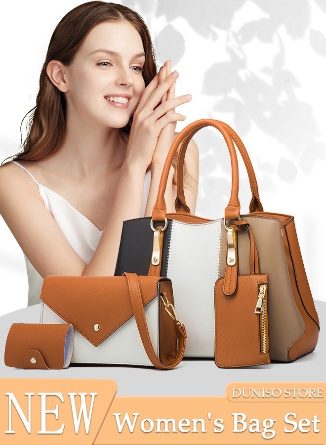 DUNISO 4pcs Women Fantionable Handbag and Satchel Clutch Purse Leather Tote Shoulder Bag Large Satchel Top Handle Work Bag Crossbody bag Set - Image 1