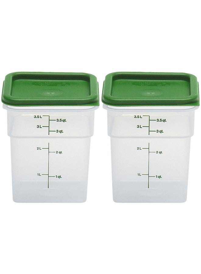 كامبرو حاوية تخزين طعام كامبرو مع غطاء (خالية من مادة BPA) - عبوة من قطعتين - سلسلة كلاسيكية مربعة بغطاء أخضر - سعة 4 كوارت (كوارت) - درجة تجارية لتحضير الطعام (شفافة) - Image 1
