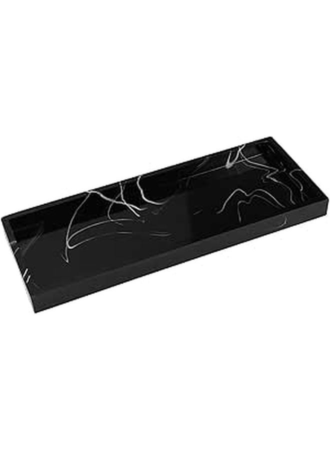 Marble Resin Bathroom Vanity Tray Black For Countertop Organization And Hotel Storage - Image 1