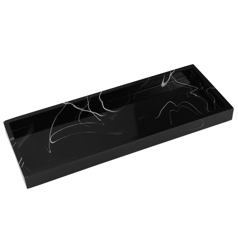 Marble Resin Bathroom Vanity Tray Black For Countertop Organization And Hotel Storage - Image 2