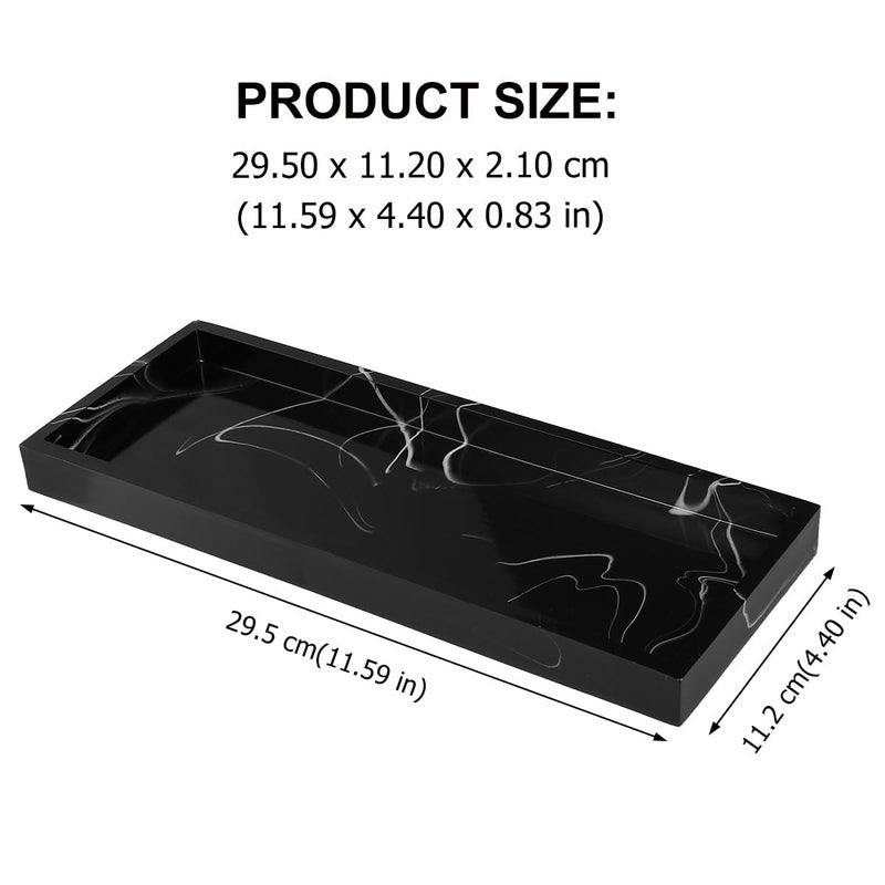 Marble Resin Bathroom Vanity Tray Black For Countertop Organization And Hotel Storage - Image 3