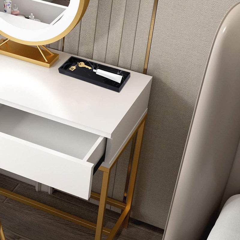 Marble Resin Bathroom Vanity Tray Black For Countertop Organization And Hotel Storage - Image 5