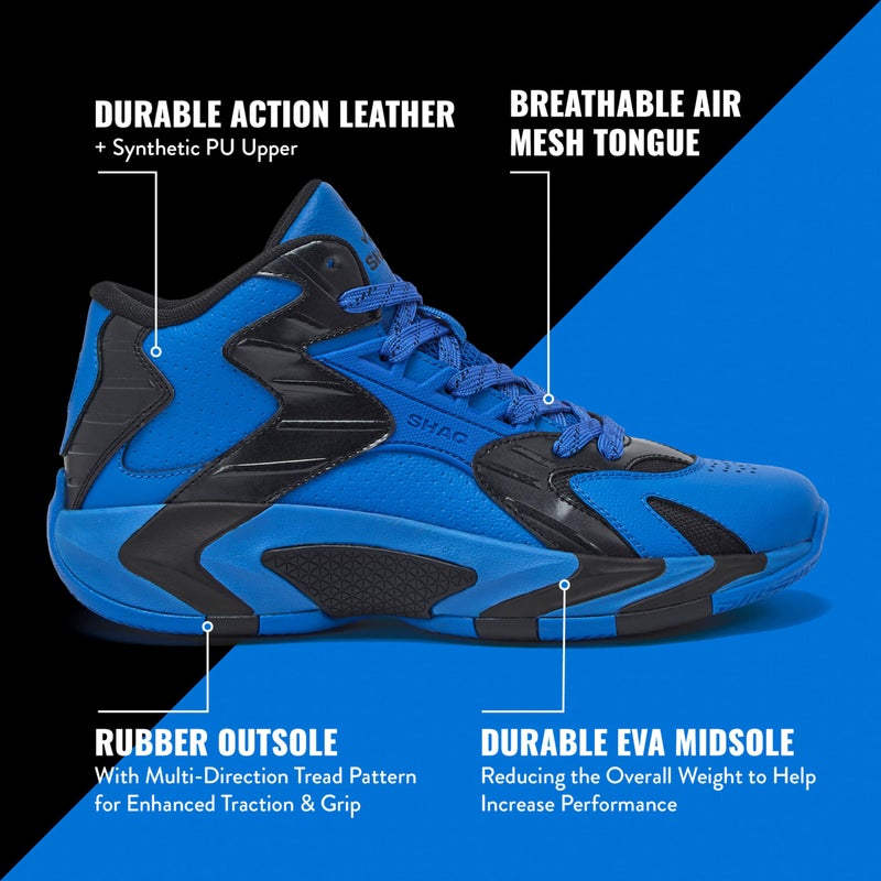 SHAQ Devastator 2.0 High Top Basketball Shoes for Men, Indoor or Outdoor Court Basketball Mens Sneakers - Black, White, Green or Blue Size 8 to 13 - Medium Blue/Black, 10 Medium - Image 2