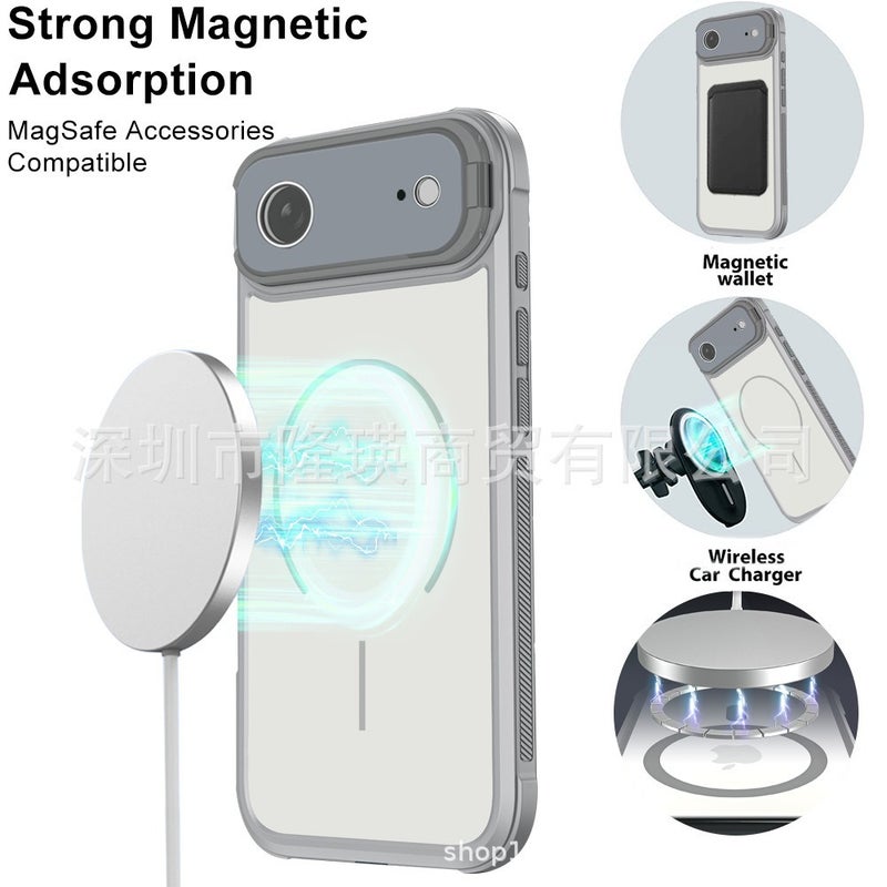 MagSafe iPhone 16 Pro Drop Protection PC Case for iPhone 16 16 Plus 16 Pro 16 Pro Max and Kickstand and Matte Finish in Orange - Image 3