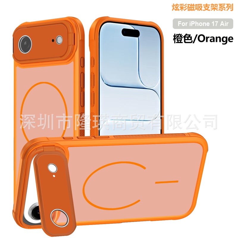 MagSafe iPhone 16 Pro Drop Protection PC Case for iPhone 16 16 Plus 16 Pro 16 Pro Max and Kickstand and Matte Finish in Orange - Image 1