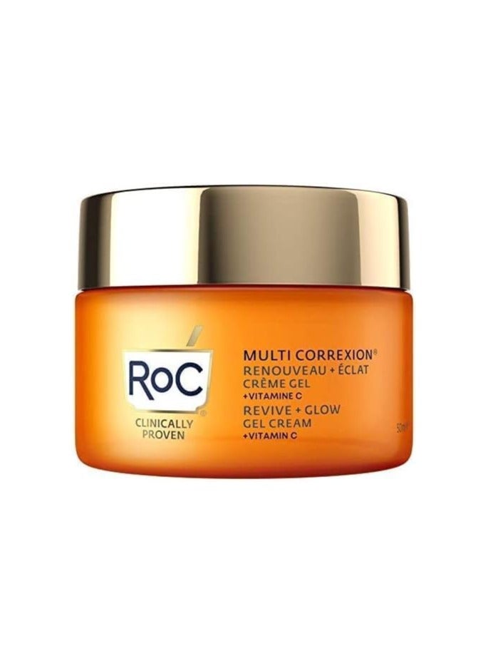 RoC Multi Correxion Revive Glow Vitamin C Gel Cream  Anti Wrinkle and Aging Moisturiser  Visibly Plumps and Brightens Skin Skin Radiance Enhancement Hypoallergenic and Oil Free Skin Care 50 ml - Image 2