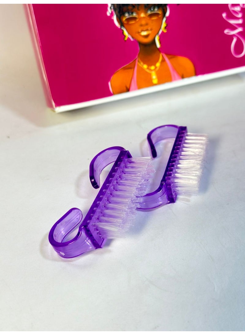 فرشاة أظافر صغيرة بمقبض - فرشاة صغيرة لتنظيف أظافر اليدين والقدمين - شعيرات ناعمة، مقبض بلاستيكي خفيف الوزن (قد يختلف اللون) - قطعتان - Image 3