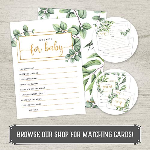 Hat Acrobat Baby Shower Wishes Cards - Gender Neutral Wishes for Baby Cards (Set of 50) -Double-Sided Advice and Wishes Cards Baby Shower Keepsake - Watercolor Greenery Design - Image 5