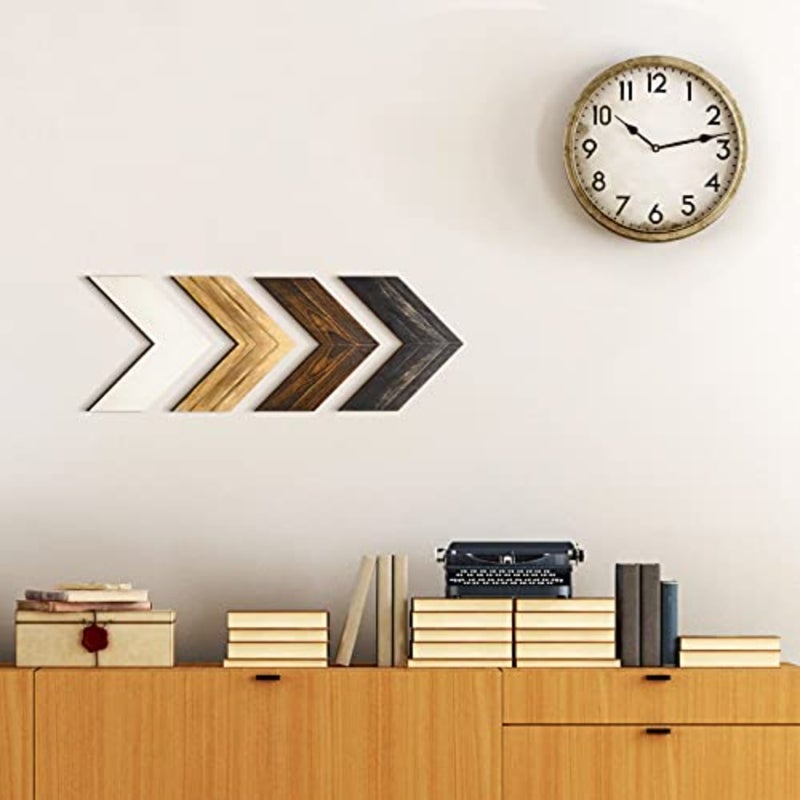 4 Pieces Rustic Wooden Arrow Wall Decor Chevron Aztec Arrow Farmhouse Wall Hanging Art Decor Decorative Sign for Nursery Gallery Christmas Home Wedding Bedroom Living Room Decoration, 4 Colors - Image 3