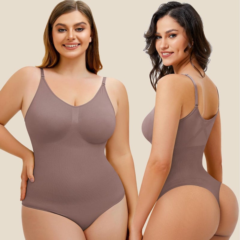 Women'S Shapewear Seamless One-Piece Underwear With Open Crotch Thong Camisole - Image 3