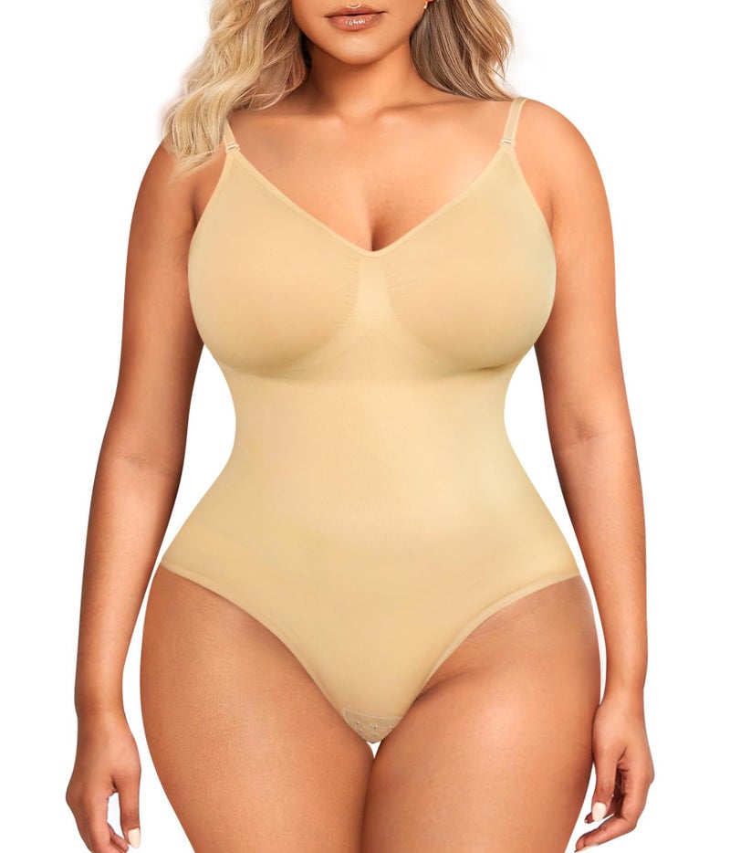 Women'S Shapewear Seamless One-Piece Underwear With Open Crotch Thong Camisole - Image 1