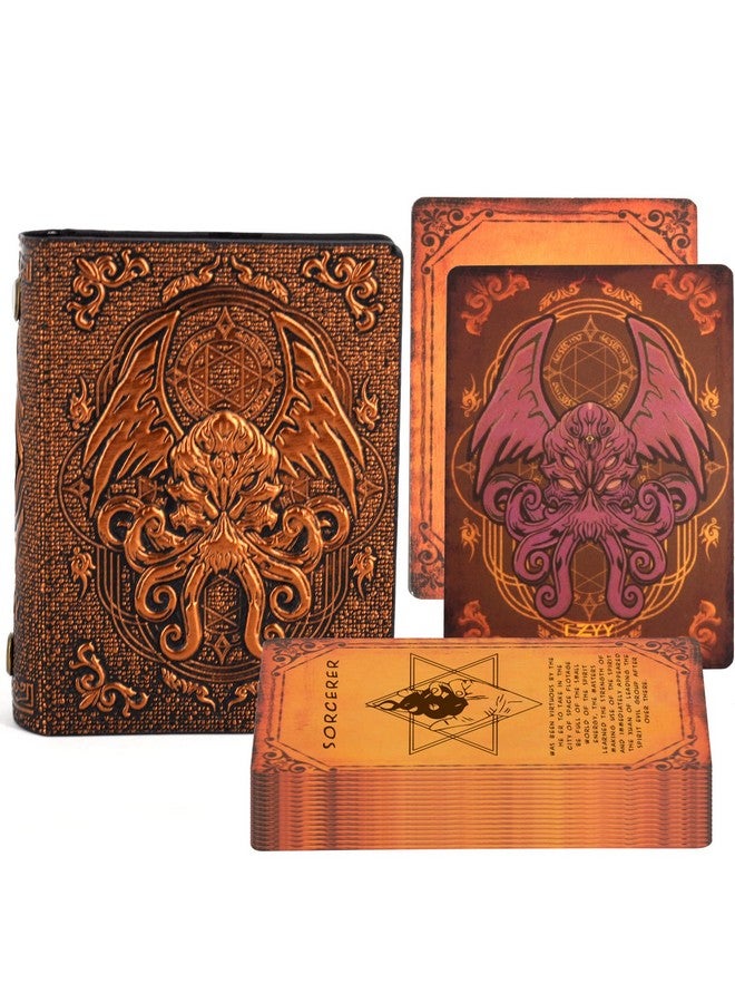 CZYY DND Spellcard Holder Cthulhu Embossed Hard Cover Spellbook Deck Case with 54 Blank Cards Tabletop Gaming Accessories for Dungeons and Dragons, RPG, Card Game (Bronze)  - Image 1