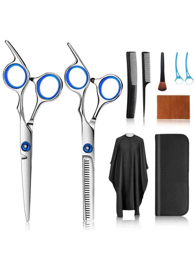 FATHABY - Hair Cutting Scissors Kits, 10 Pcs Stainless Steel Hairdressing Shears Set Professional Thinning Scissors For Barber/Salon/Home/Men/Women/Kids/Adults Shear Sets - Image 1