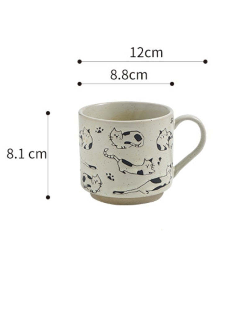 Ceramic Artistic Coffee Mug, Nordic Style Handmade Pottery Mug, Creative Vintage Floral Pattern Latte Cappuccino Tea Cup, Home Water Cup, Office Coffee Cup,310ML - Image 3