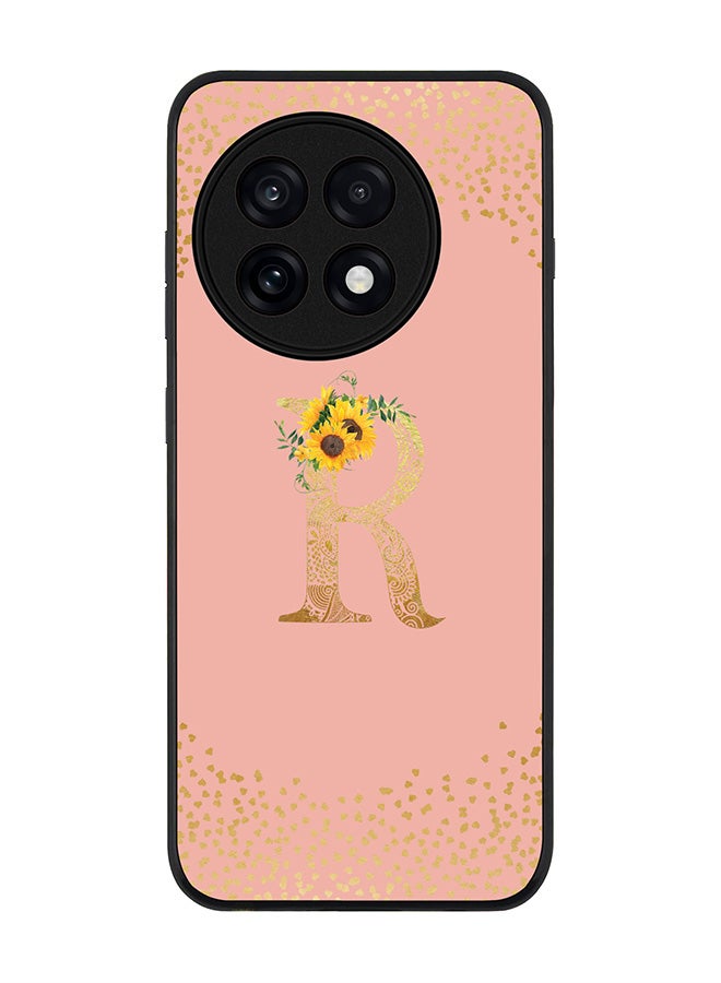 Stylizedd For OnePlus 13R / Ace 5 Pro Case,Slim fit Camera Protection, Shockproof Thin Phone cover  - Custom Floral Monogram - R  (Rose Pink )