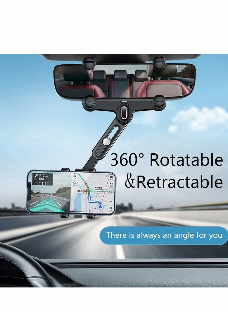 Excefore Rear View Mirror Phone Holder for Car 360° Rotatable and Retractable Universal Mount, Cell iPhone 11 12 13 14 Pro Max Samsung  - Image 5