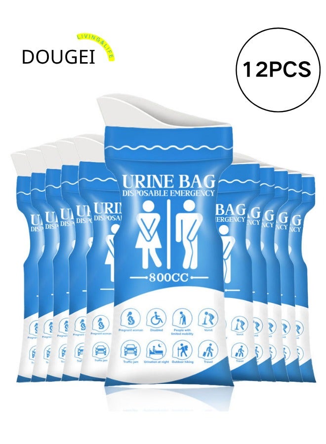 دوغي كيس البول القابل للتصرف ، 12 أكياس البول PCS للسفر للنساء / الرجال ، 800ML كيس البول المحمول في حالات الطوارئ وأكياس القيء ، كيس البول المتنوعة الجنس للتخييم ، الازدحامات المرورية ، الحوامل ، المريض ، الأطفال - Image 1