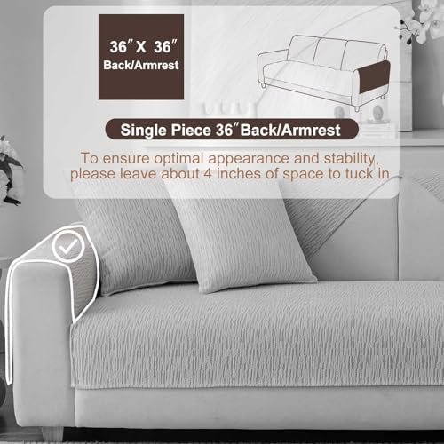 Aucrovee Soft Waterproof Chenille Cover Washable, Non Slip Sectional Sofa Covers for 3 Cushion Couch Sofa L Sharped Sofa Slipcover for Pets, Furniture Protector (1 PCS 36"x36" Light Grey) - Image 2