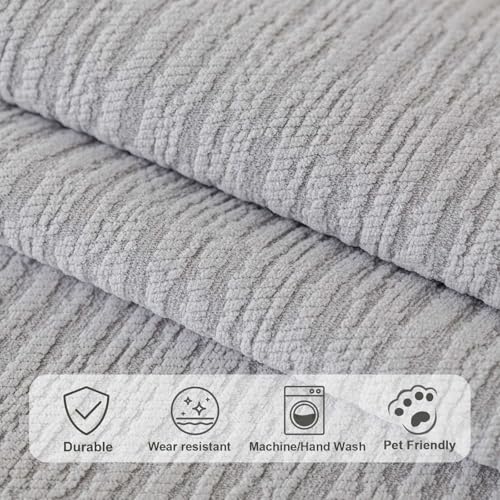 Aucrovee Soft Waterproof Chenille Cover Washable, Non Slip Sectional Sofa Covers for 3 Cushion Couch Sofa L Sharped Sofa Slipcover for Pets, Furniture Protector (1 PCS 36"x36" Light Grey) - Image 4
