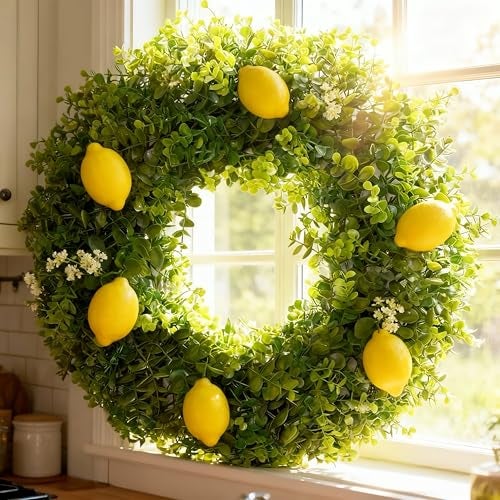 Hiptree 22 Inch Boxwood Wreath for Front Door-Artificial Spring Greenery Indoor Outdoor Wreaths Decorations, Farmhouse Wall Decor-Wedding,Summer, Fall, Winter,Easter, Green All Year Round,DIY Wreaths - Image 5