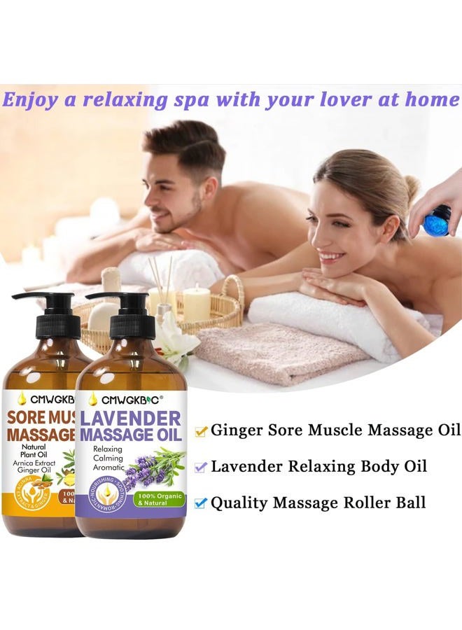 CMWGKBC Massage Oil for Massage Therapy,Lymphatic Drainage-Ginger Oil Sore Muscle Arnica Oil &Lavender Oil Relaxing Massage Oils for Date Night,Massage Ball,Mothers Day Gifts for Wife,Women, Gifts for Him Her - Image 5
