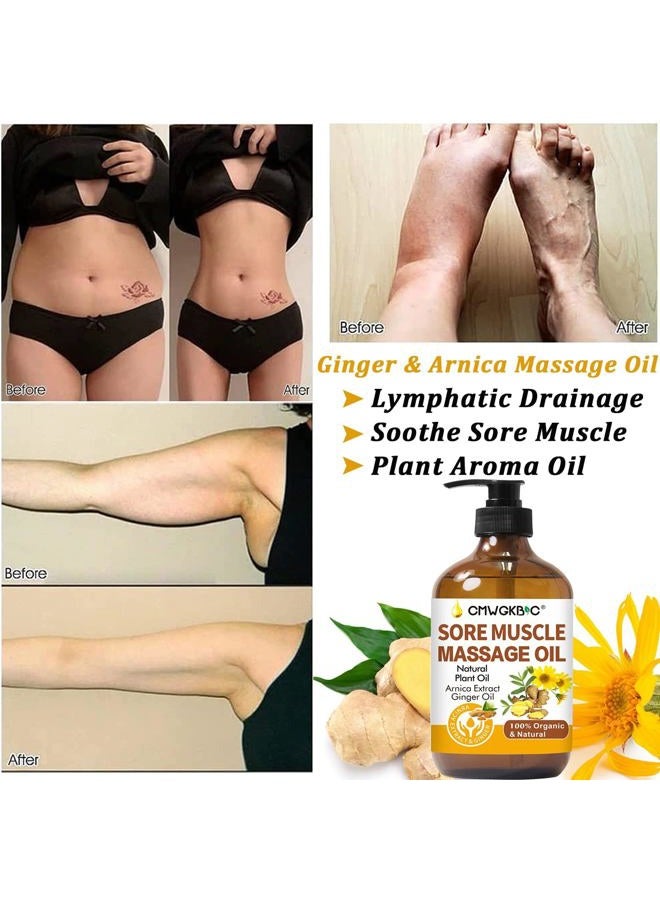 CMWGKBC Massage Oil for Massage Therapy,Lymphatic Drainage-Ginger Oil Sore Muscle Arnica Oil &Lavender Oil Relaxing Massage Oils for Date Night,Massage Ball,Mothers Day Gifts for Wife,Women, Gifts for Him Her - Image 3
