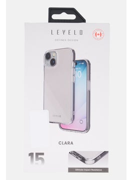 LEVELO iPhone 15 Clara Ultimate Impact Resistance Phone Case, Tranparent  - Image 1