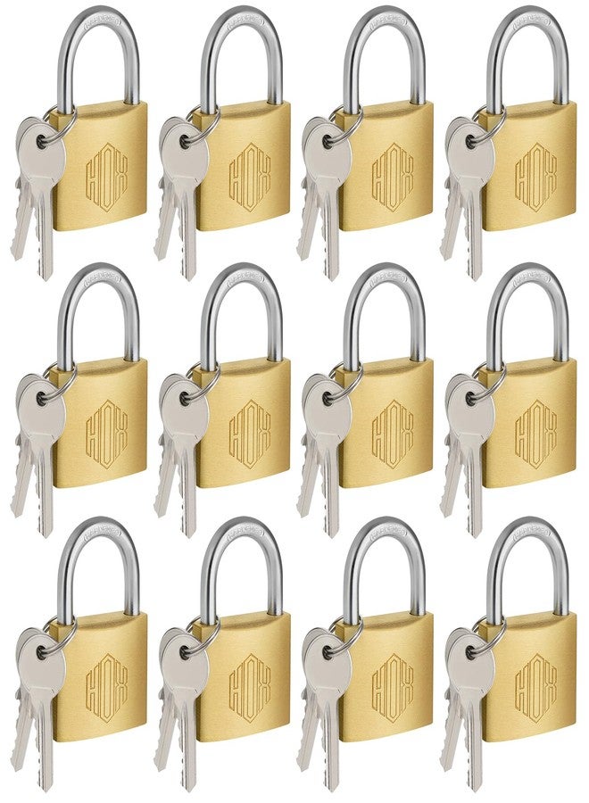 HOX Solid Brass Keyed Different Padlock with 1-9/16-Inch Wide Body, Brass Cylinder - for Hasp Latch, Sheds, Fences, Storage Locker, 12-Pack - Image 1