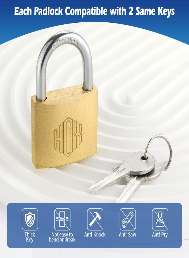 HOX Solid Brass Keyed Different Padlock with 1-9/16-Inch Wide Body, Brass Cylinder - for Hasp Latch, Sheds, Fences, Storage Locker, 12-Pack - Image 5