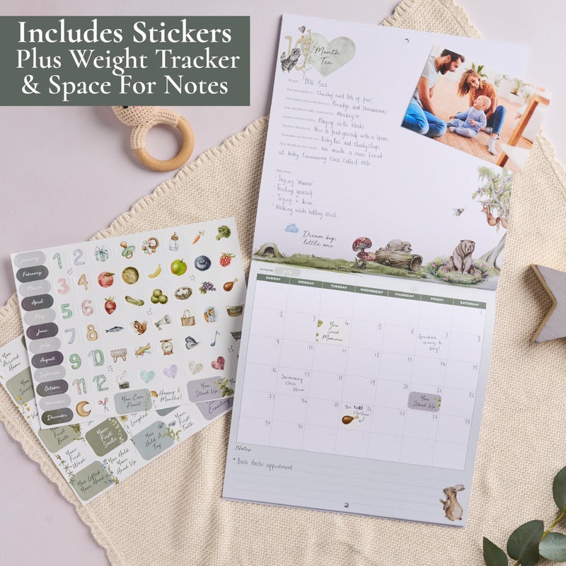 Bibi & Beau Baby's First Year Memory & 1st Year Calendar with 100 Stickers | Baby's First Year Calendar With Stickers & 1st Year Calendars, Baby Tracker - Image 2