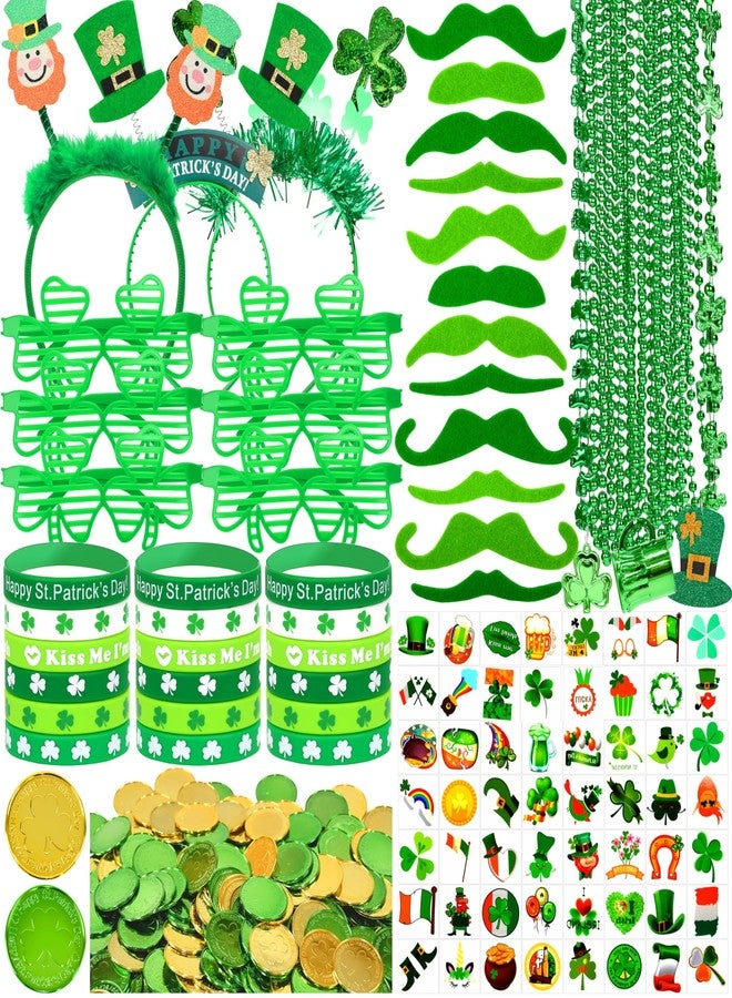 Seifar 199Pack St. Patrick's Day Accessories, Shamrock Glasses Necklaces Bracelets Headbands Mustaches Tattoos Gold Coins St Patricks Day Accessories Irish Decorations Supplies - Image 2