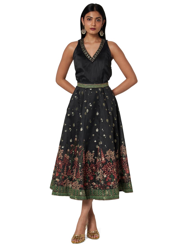 BIBA Women's Dupion Mini Dress (FEST2739AW24BLK_Black - Image 1