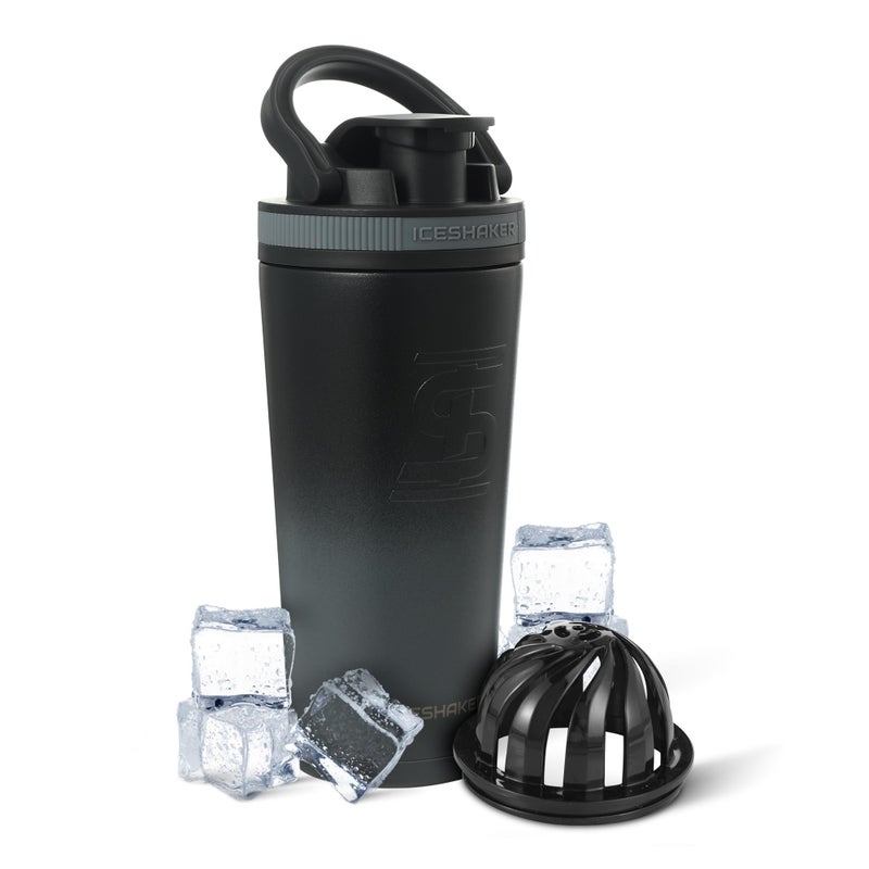 Ice Shaker Insulated Stainless Steel Shaker Bottle 26oz Grey Color Rush Cold for 24 Hours Insulated Cup with Twiston Agitator OdorFree Bottle for Shakes Water Smoothies Cocktails