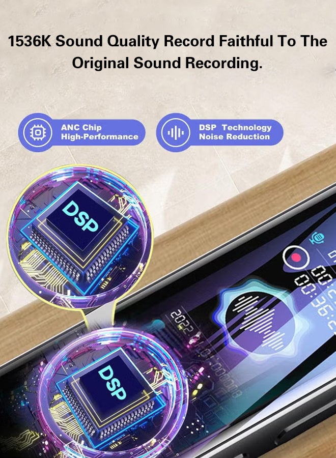 128GB Digital Voice Recorder Portable Audio Recorder, Voice Activated Recorder with Playback, Password, Timed Recording, 1536Kbp Rechargeable Tape Recorder MP3 Player for Lectures Meetings - Image 5