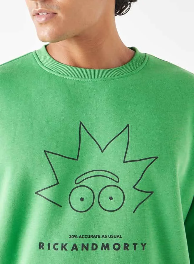 SP Characters Rick and Morty Print Sweatshirt with Long Sleeves