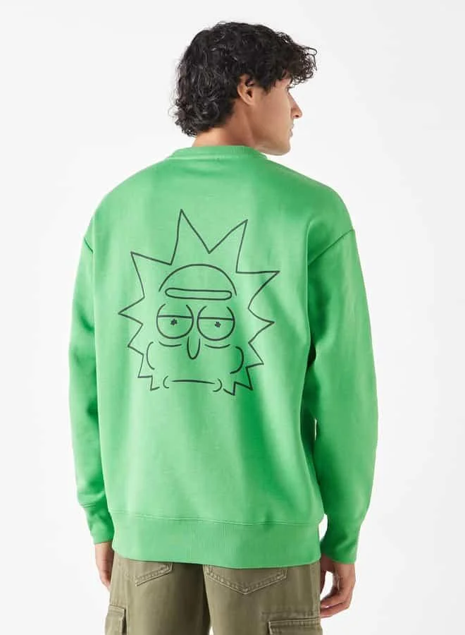 SP Characters Rick and Morty Print Sweatshirt with Long Sleeves