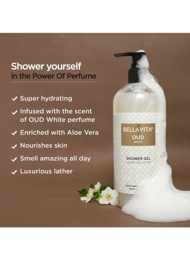 Bella Vita - Bella Vita Luxury OUD WHITE Body Wash Refreshing Shower Gel for Deep Cleansing Hydrating Moisturising Softer and Smoother Skin with Aloe Vera 500 ml - Image 1