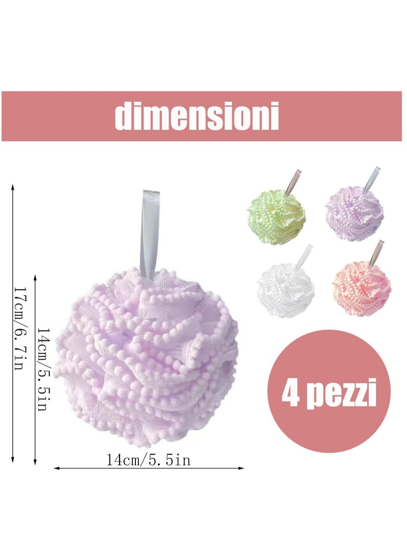 إسكدنيا 4 قطع من إسفنج الاستحمام لوفة، إسفنج مقشر للاستحمام، إكسسوارات الحمام - Image 2