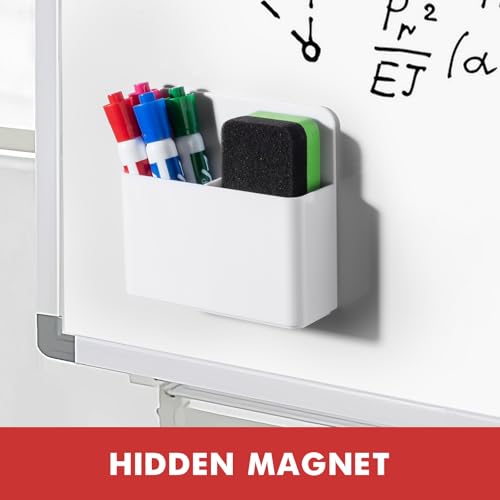 BEYGORM 2 Pack Plastic Magnetic Pen Holder for Refrigerator, Dry Erase Marker Holder for Whiteboard，Magnet School Locker Organizer Accessories, Pencil Cup, Pen Caddy, Classroom Organization(White) - Image 3