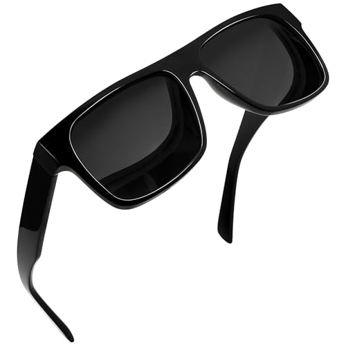 Joopin Black Square Acetate Sunglasses Men Polarized UV Protection, Designer Top Flat Large Sun Glasses, TR90 Dark Shades Man - Image 1
