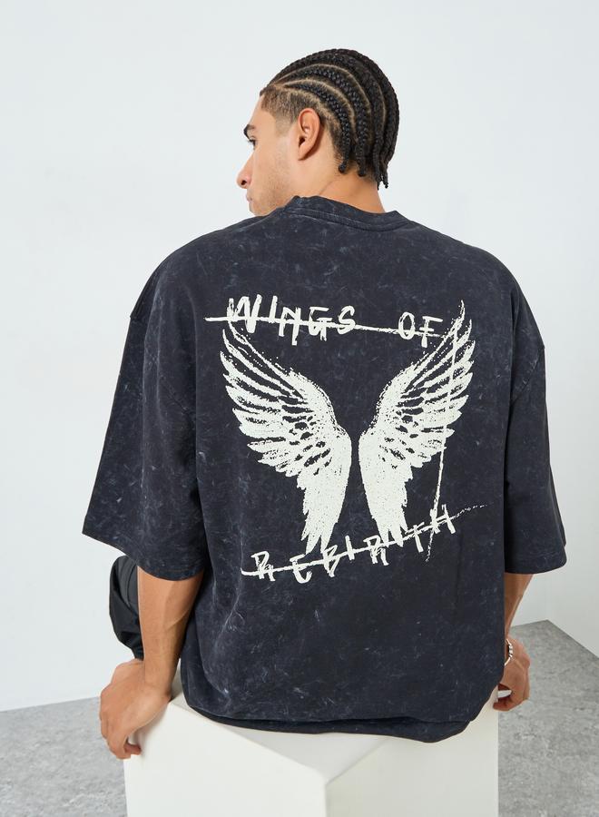 Styli Men Boxy Washed Back Graphic Terry T-Shirt - Image 3