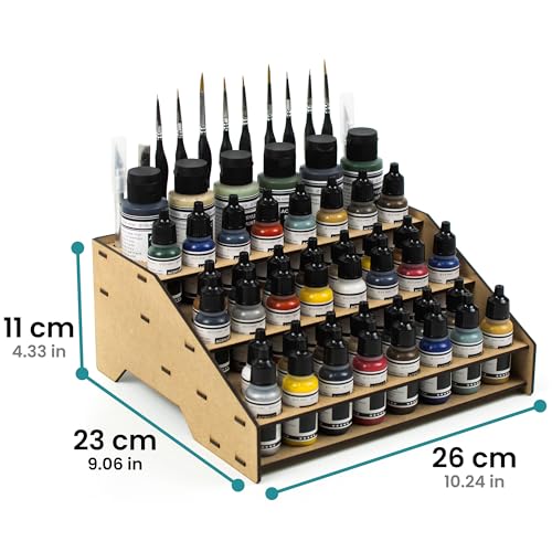PROSCALE Paint rack organizer stand for modeling and miniatures. Vallejo paint rack kit Vallejo Army paint holder brushes miniatures modeling models (Rack A) - Image 2