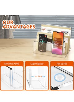SYOSI Acrylic File Sorter, Upright File Organizer for Desk, Mail Organizer Countertop, File Holder for Letter, Document, Notebook, Clear, 3 Sections (6.8"X3.9"X4")  - Image 4