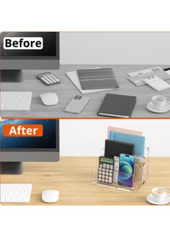 SYOSI Acrylic File Sorter, Upright File Organizer for Desk, Mail Organizer Countertop, File Holder for Letter, Document, Notebook, Clear, 3 Sections (6.8"X3.9"X4")  - Image 5