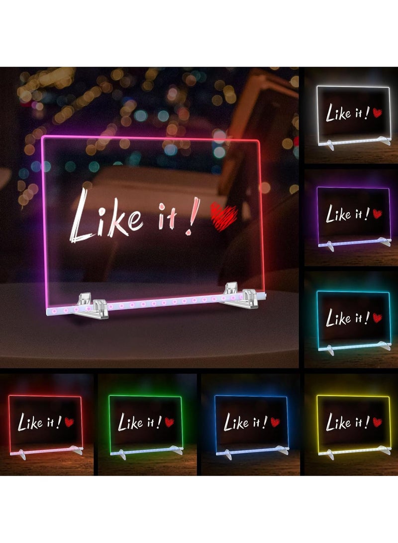 لوحة ملاحظات LED ملونة، 40×30 سم، لوحة مسح ضوئي أكريليكية مضيئة ب4 وضعيات و7 ألوان، لوحة رسم LED للأطفال مزودة بحامل، 7 أقلام - Image 1